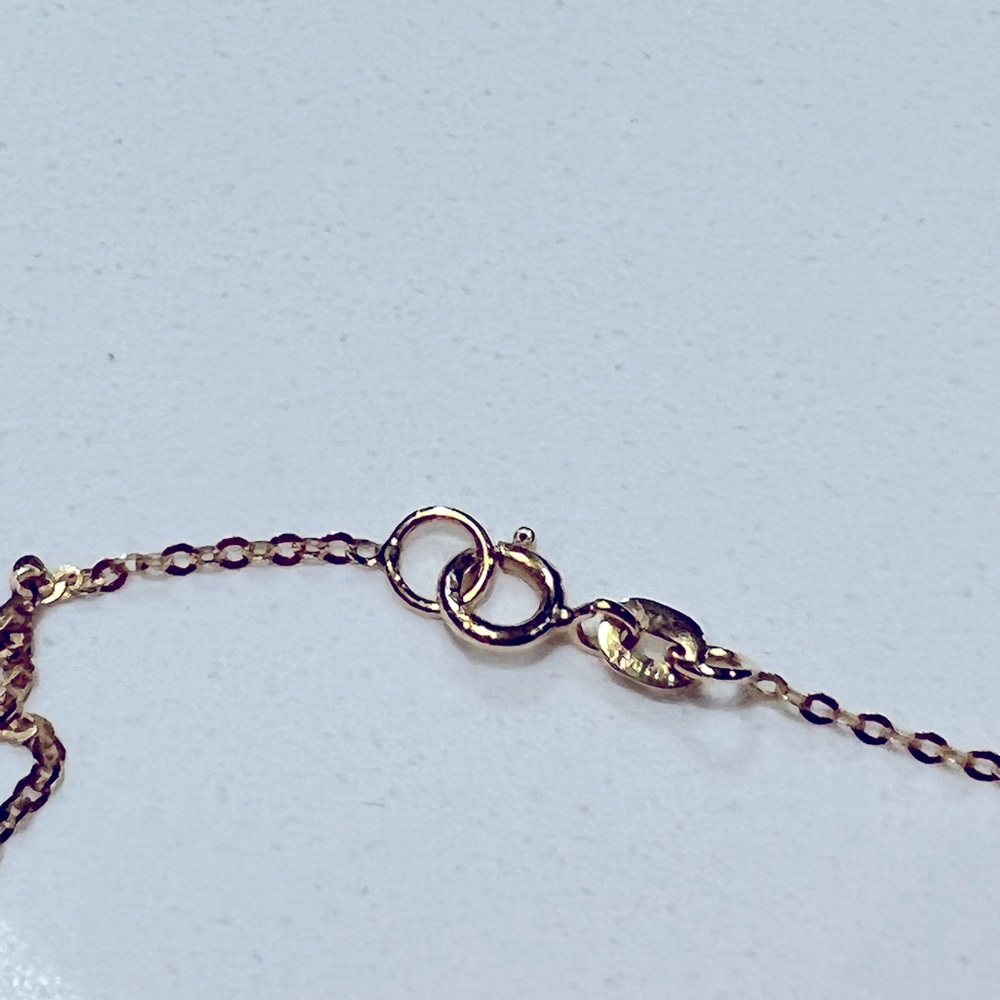 14k Real Yellow Gold Inverted Triangle Necklace Gem